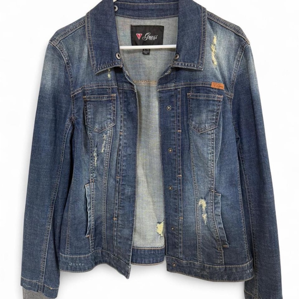 Guess Black Logo Patch Denim Jacket - image 1